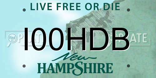 I00HDB New Hampshire License Plate