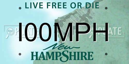 I00MPH New Hampshire License Plate