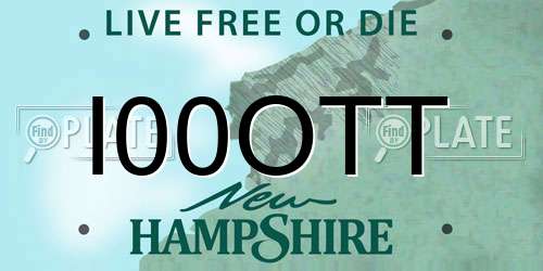 I00OTT New Hampshire License Plate