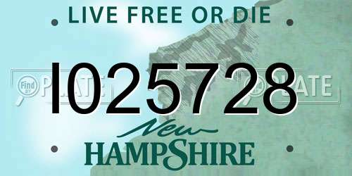 I025728 New Hampshire License Plate