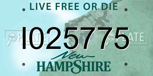 I025775 New Hampshire License Plate