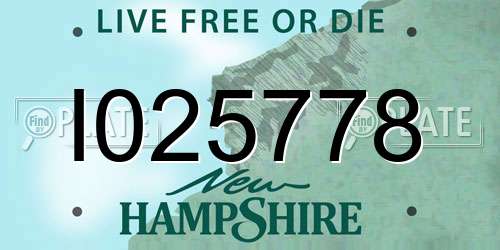 I025778 New Hampshire License Plate