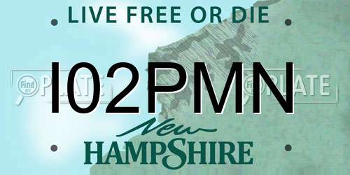 I02PMN New Hampshire License Plate