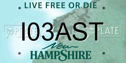 I03AST New Hampshire License Plate