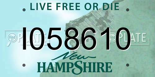 I058610 New Hampshire License Plate