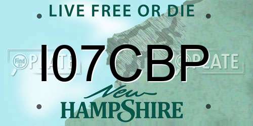 I07CBP New Hampshire License Plate