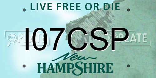 I07CSP New Hampshire License Plate