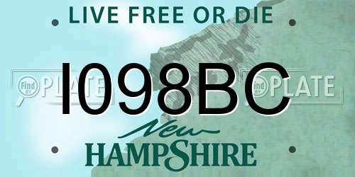 I098BC New Hampshire License Plate