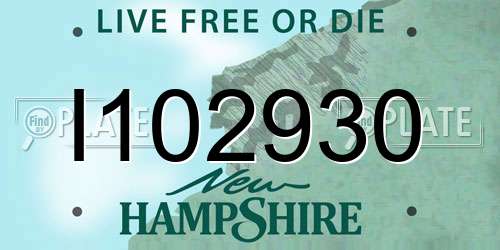 I102930 New Hampshire License Plate