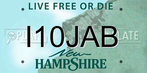 I10JAB New Hampshire License Plate