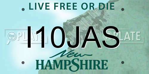 I10JAS New Hampshire License Plate