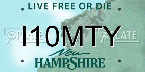 I10MTY New Hampshire License Plate