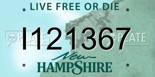 I121367 New Hampshire License Plate