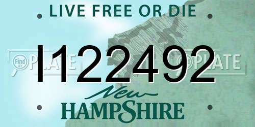 I122492 New Hampshire License Plate