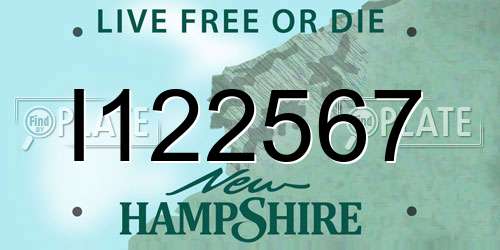 I122567 New Hampshire License Plate
