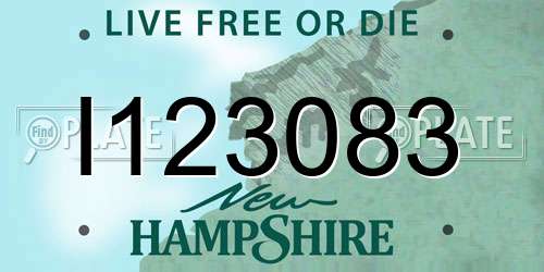 I123083 New Hampshire License Plate