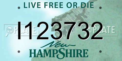 I123732 New Hampshire License Plate