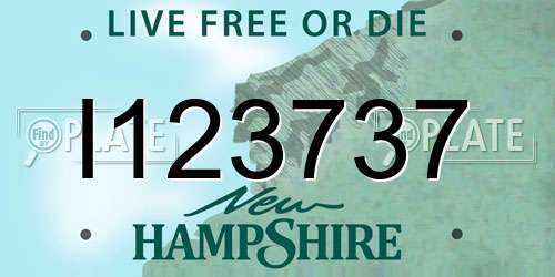 I123737 New Hampshire License Plate