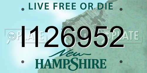 I126952 New Hampshire License Plate