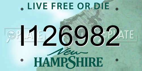 I126982 New Hampshire License Plate