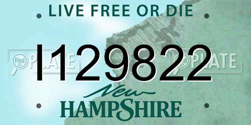 I129822 New Hampshire License Plate