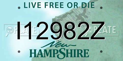 I12982Z New Hampshire License Plate