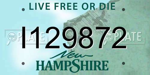 I129872 New Hampshire License Plate