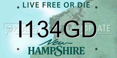 I134GD New Hampshire License Plate