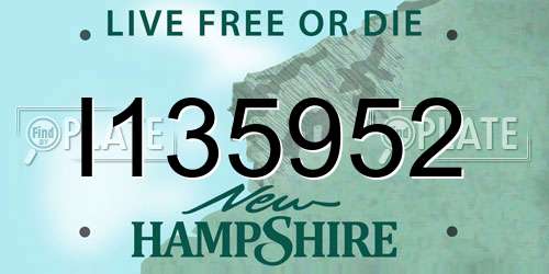 I135952 New Hampshire License Plate