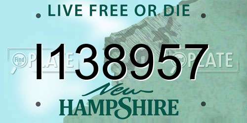 I138957 New Hampshire License Plate