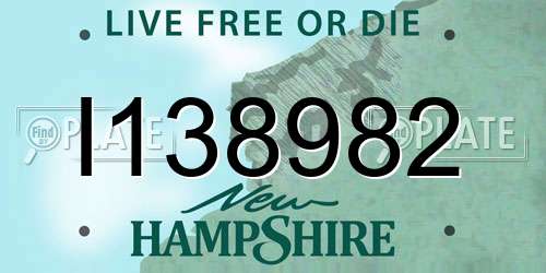 I138982 New Hampshire License Plate