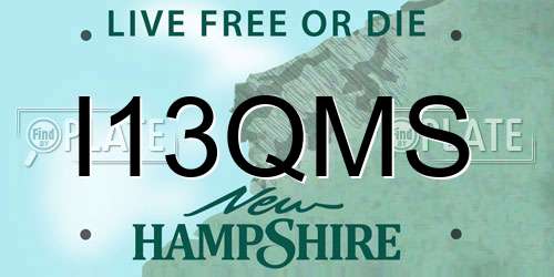 I13QMS New Hampshire License Plate