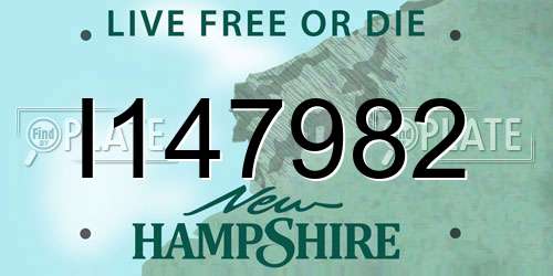 I147982 New Hampshire License Plate