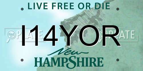 I14YOR New Hampshire License Plate