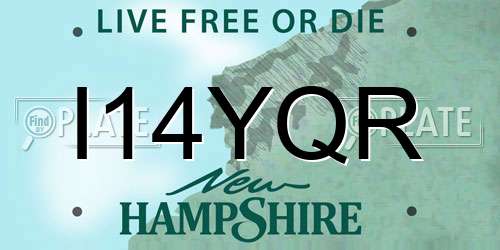 I14YQR New Hampshire License Plate