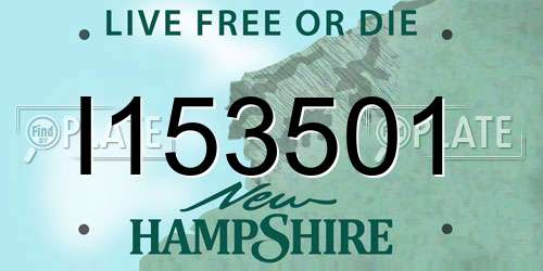 I153501 New Hampshire License Plate