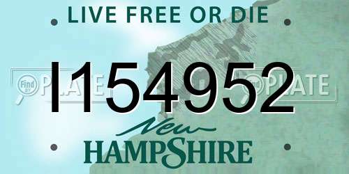 I154952 New Hampshire License Plate