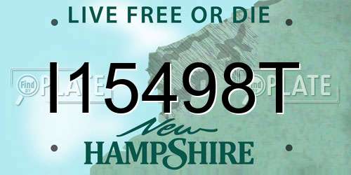I15498T New Hampshire License Plate