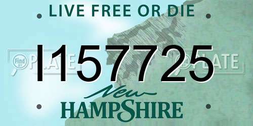 I157725 New Hampshire License Plate