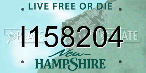 I158204 New Hampshire License Plate