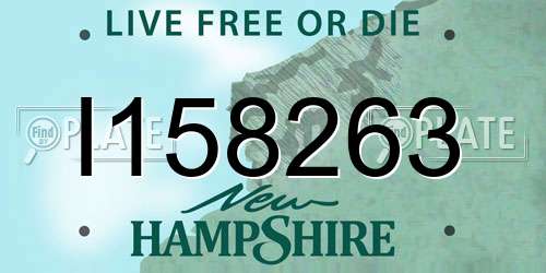 I158263 New Hampshire License Plate