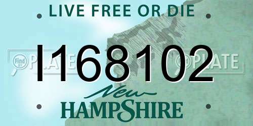 I168102 New Hampshire License Plate