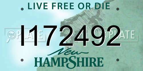 I172492 New Hampshire License Plate