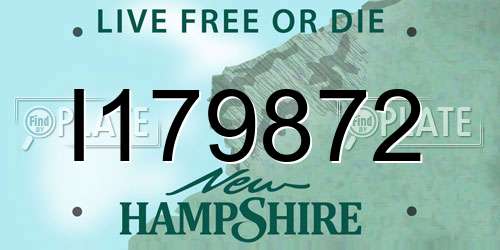 I179872 New Hampshire License Plate