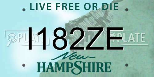 I182ZE New Hampshire License Plate