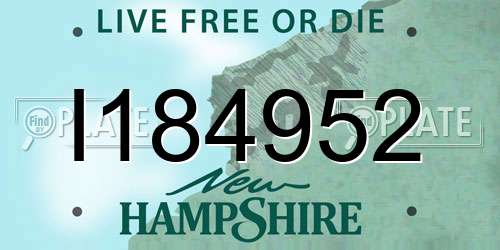 I184952 New Hampshire License Plate