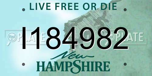 I184982 New Hampshire License Plate