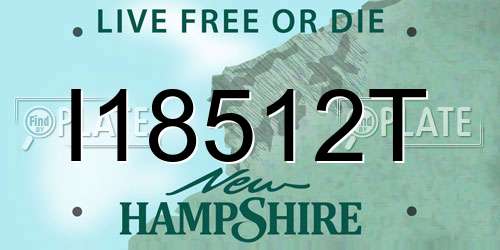 I18512T New Hampshire License Plate