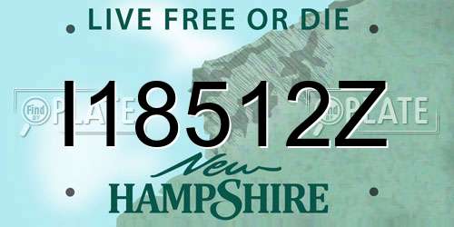 I18512Z New Hampshire License Plate