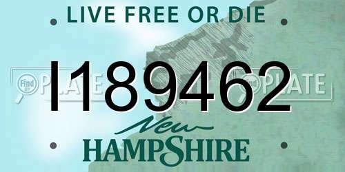 I189462 New Hampshire License Plate